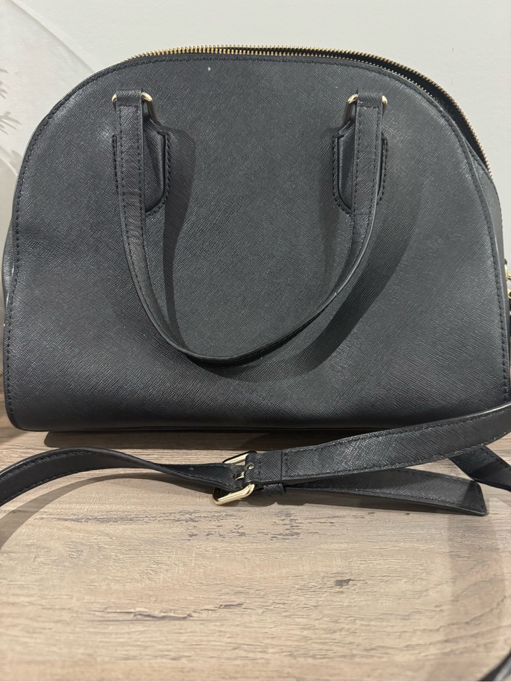 kate spade Black Saffiano Leather Tote with Gold Logo Plate - Picture 2 of 8